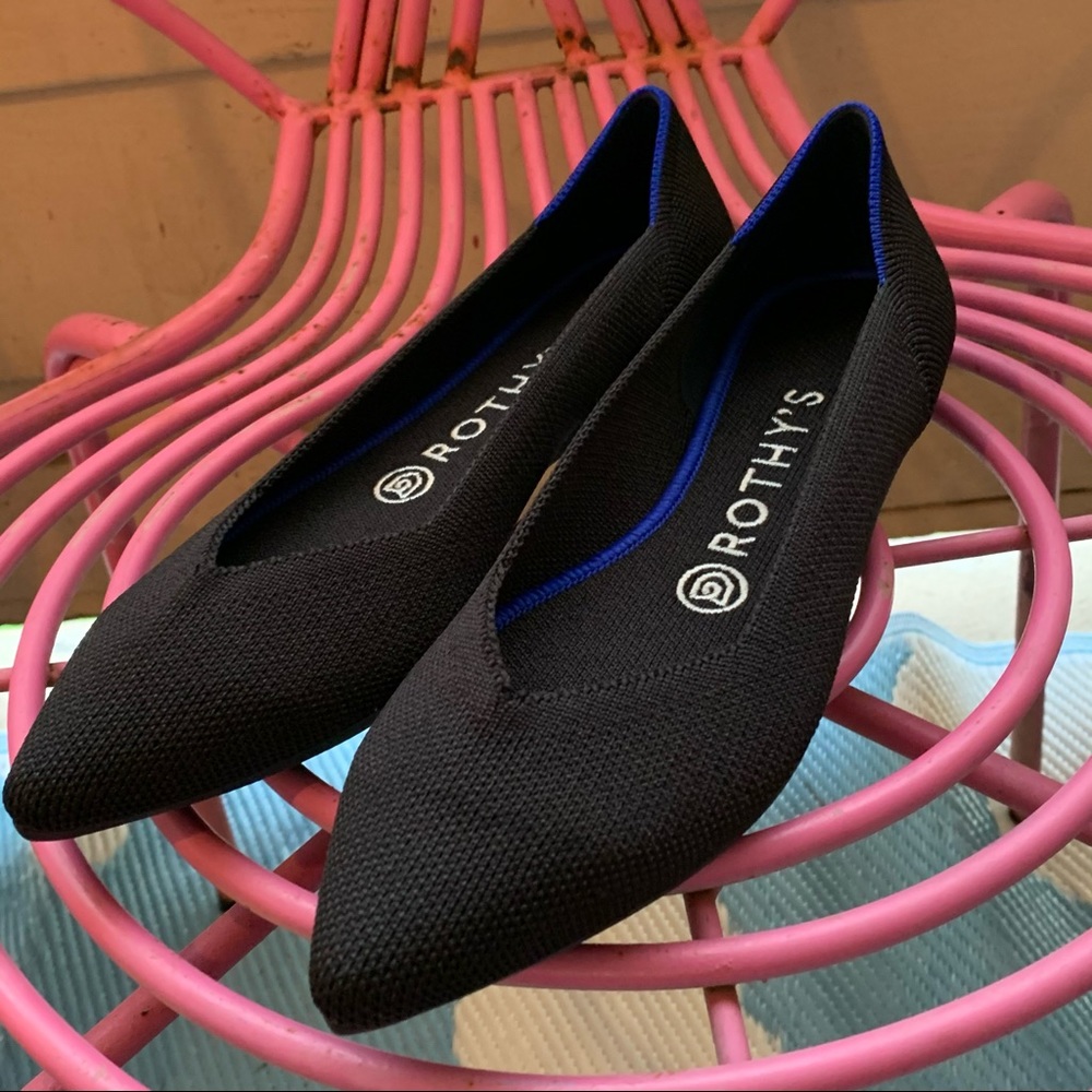 Rothy’s black pointed ballet flats!